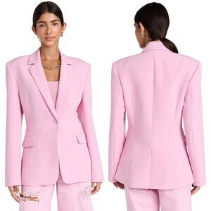 LAPOINTE Matte Crepe Broad Shoulder Blazer Jacket Womens 6 Blossom Pink Chic NWT